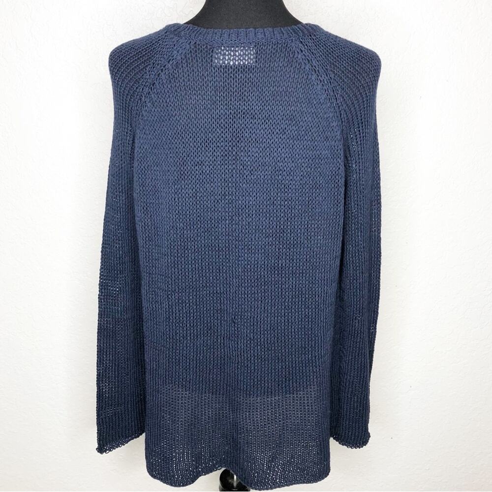 Wooden Ships navy white anchor nautical open knit sweater size Medium / Large ML - Picture 13 of 13